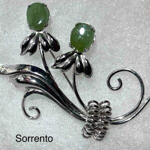 MCM Sorrento 925 Sterling Silver Jade Brooch / Pendant